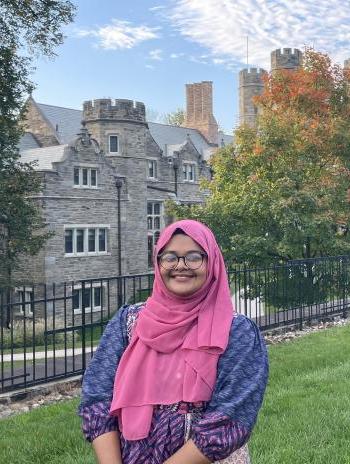 Sinthia standing in front of Rockefeller Hall.