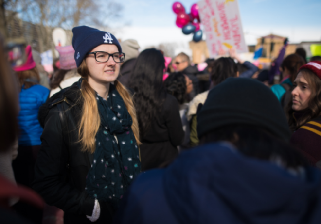 费城妇女游行中的学生