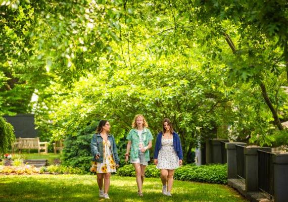 Abby Fortune, Emma Gross, and Ava Blumber at Taft Garden during the summer