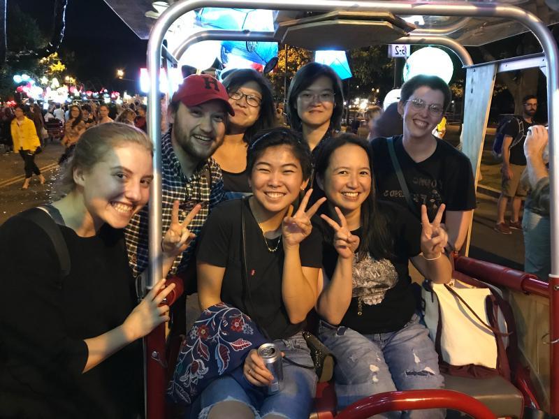 Dr. Kwa and her students in a pedicab